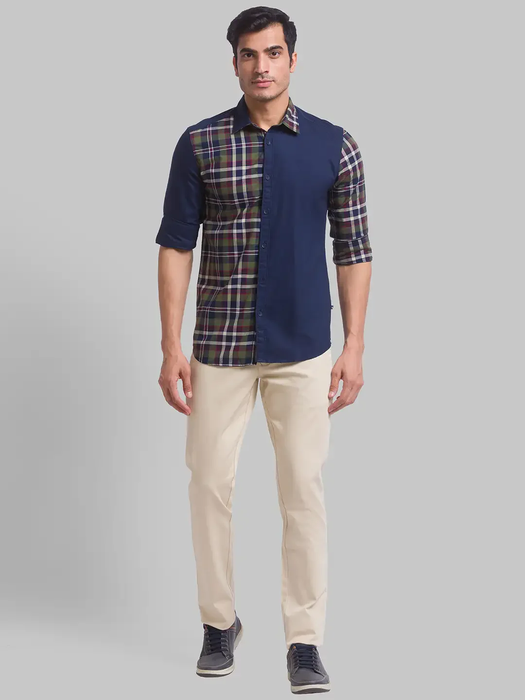 Men Green Slim Fit Checks Cotton Full Sleeve Shirts - Image 5