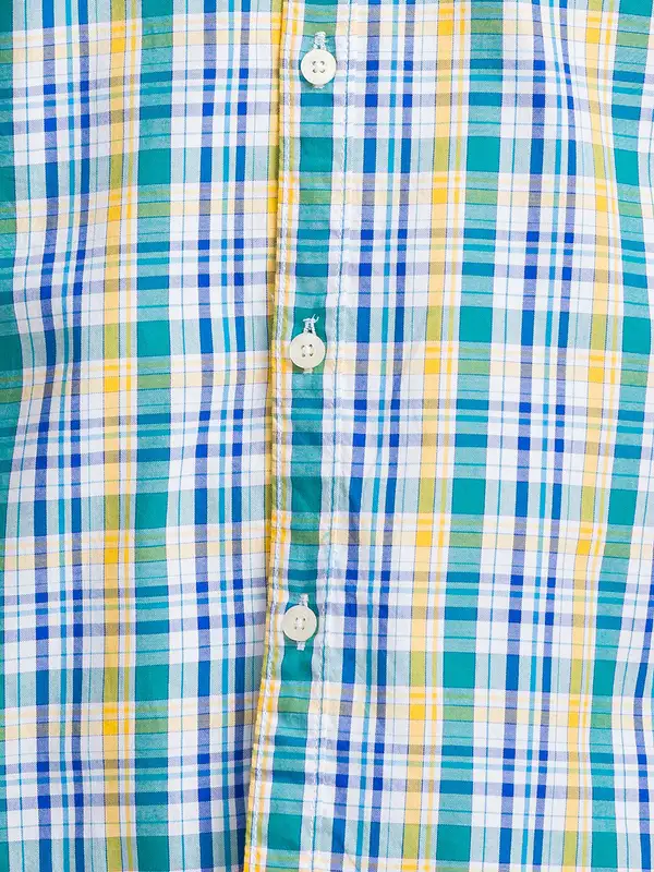 Men Green Slim Fit Checks Cotton Full Sleeve Shirts - Image 7