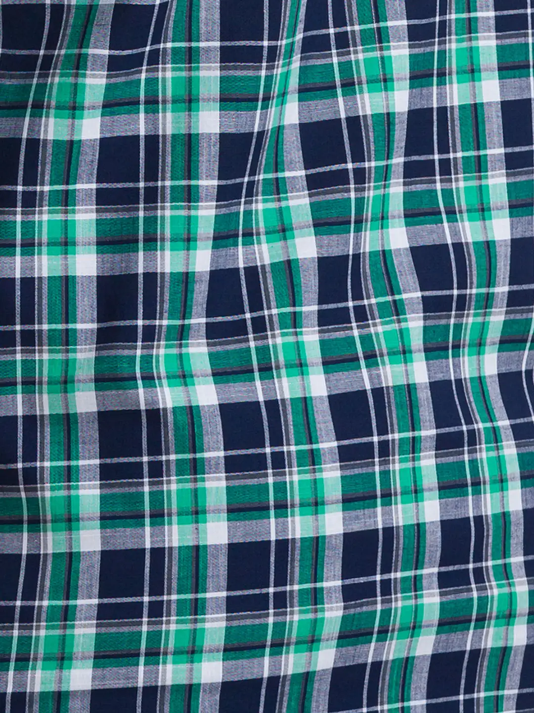 Men Green Slim Fit Checks Cotton Full Sleeve Shirts - Image 6