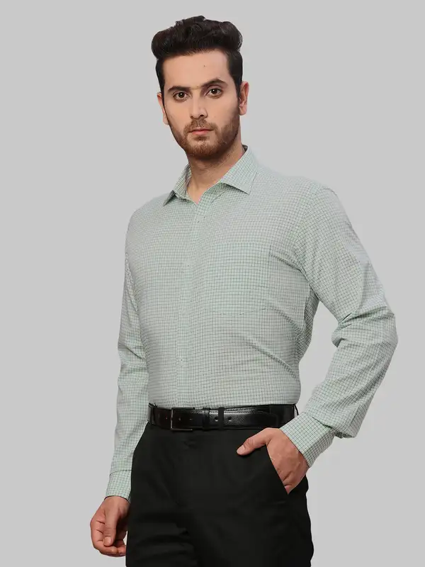 Men Green Slim Fit Checks Cotton Shirts - Image 3