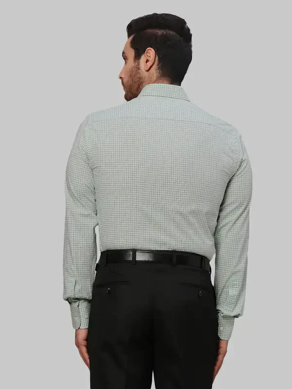 Men Green Slim Fit Checks Cotton Shirts - Image 4