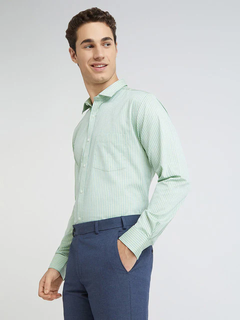 Men Green Slim Fit Checks Cotton Shirts - Image 3