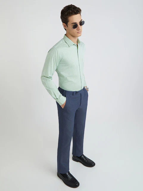 Men Green Slim Fit Checks Cotton Shirts - Image 5