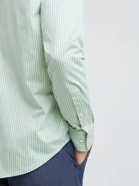 Men Green Slim Fit Checks Cotton Shirts - Image 7