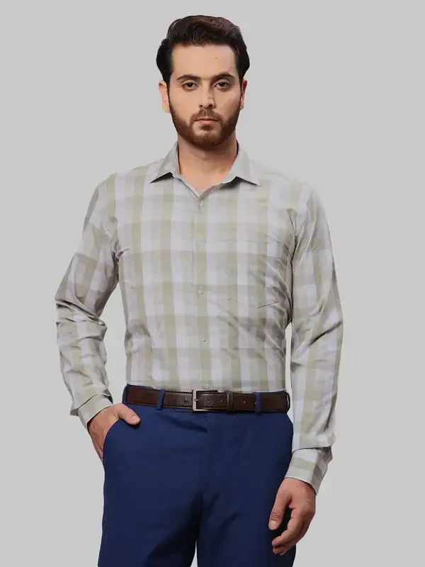 Men Green Slim Fit Checks Cotton Shirts