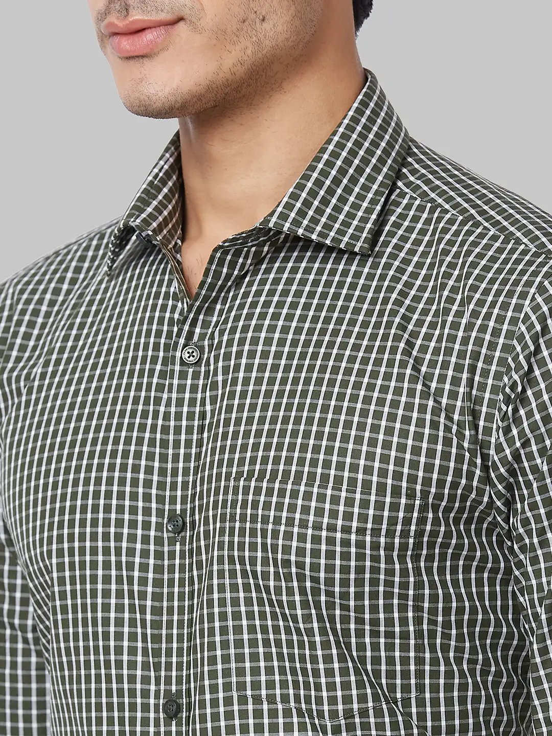 Men Green Slim Fit Checks Cotton Shirts - Image 6