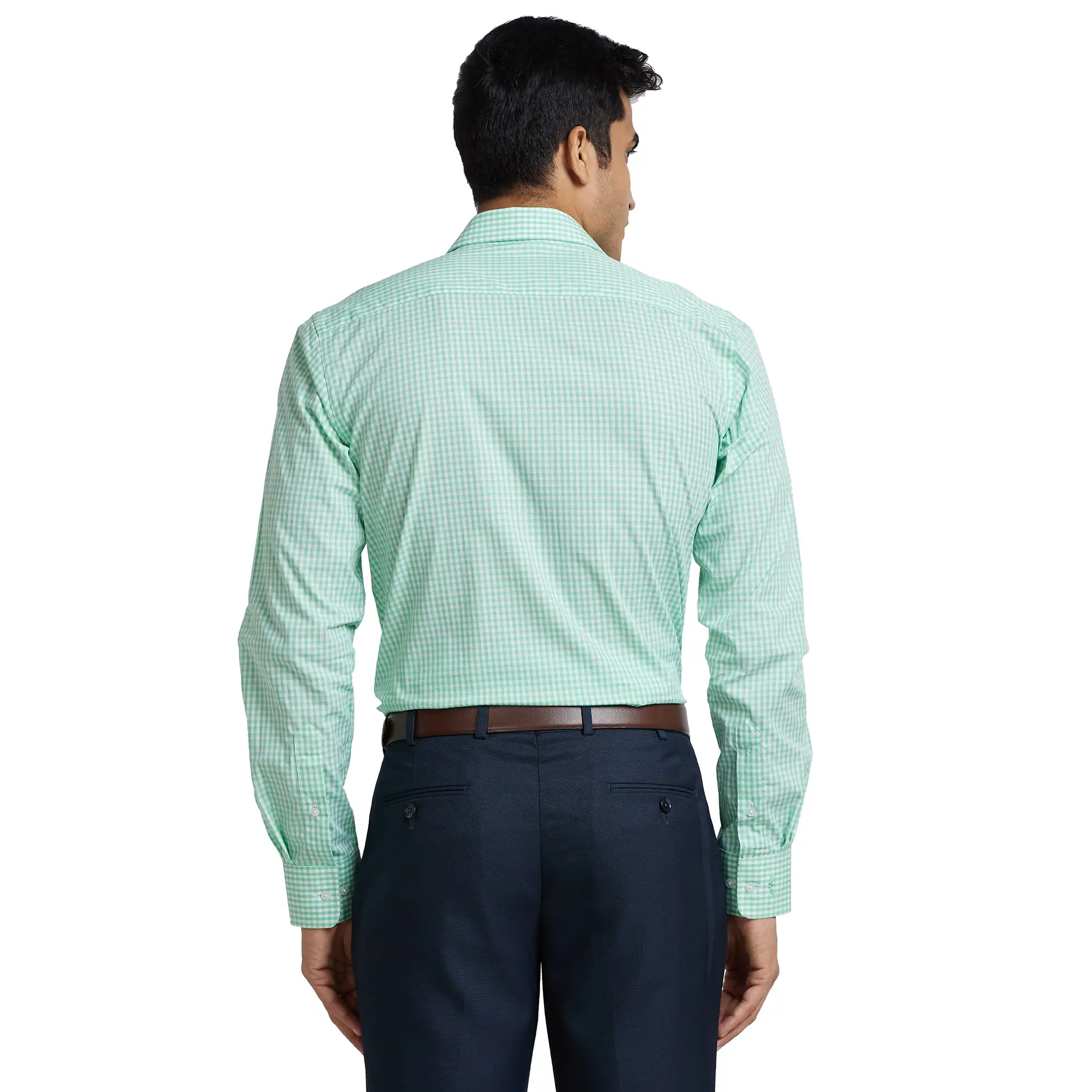 Men Green Slim Fit Checks Cotton Shirts - Image 5