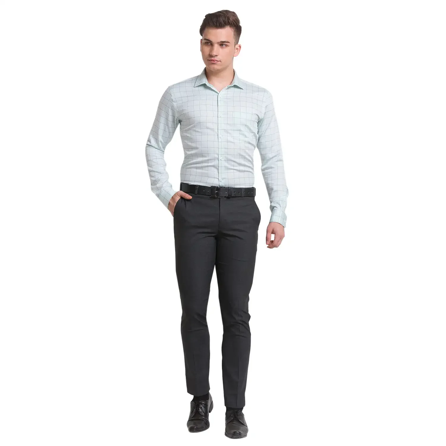 Men Green Slim Fit Checks Cotton Shirts - Image 5
