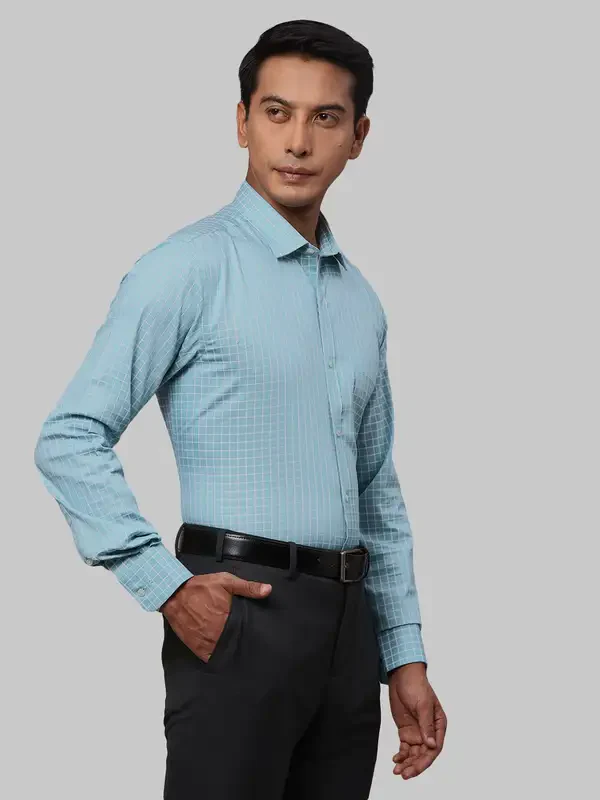 Men Green Slim Fit Checks Cotton Shirts - Image 2