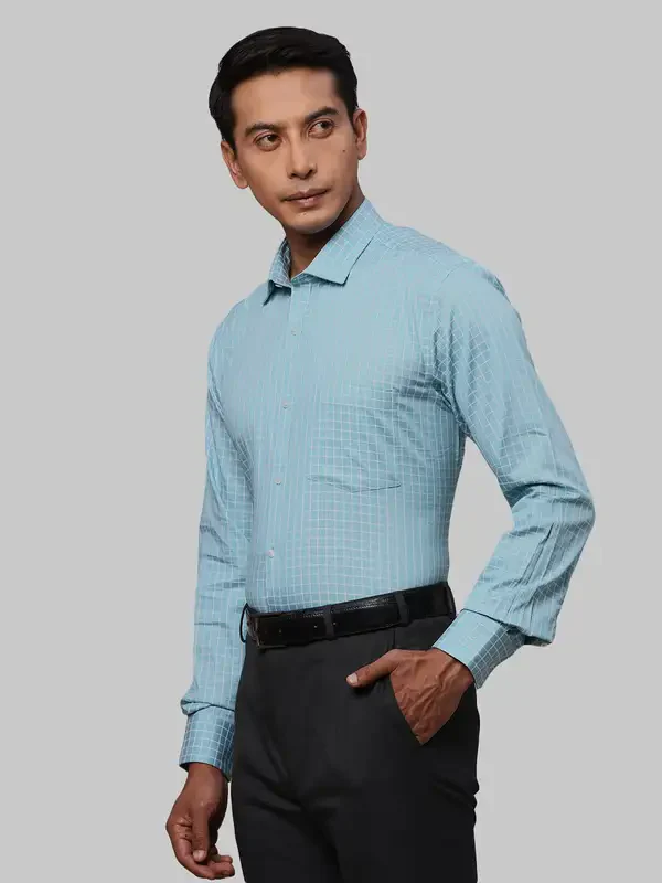Men Green Slim Fit Checks Cotton Shirts - Image 3