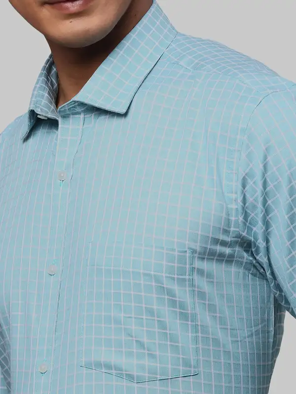 Men Green Slim Fit Checks Cotton Shirts - Image 6