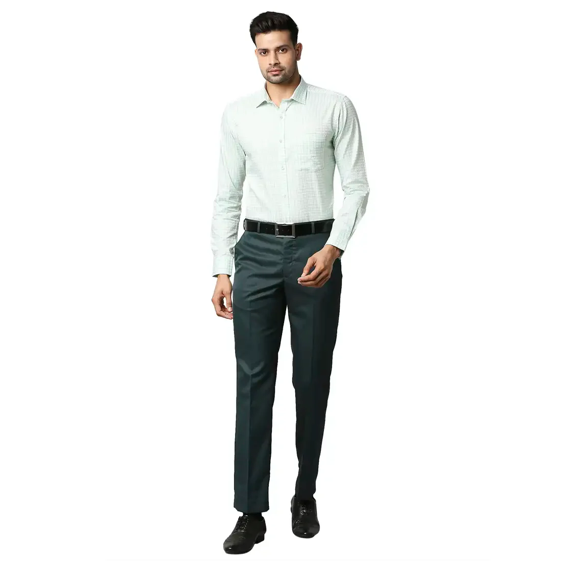Men Green Slim Fit Checks Cotton Shirts - Image 5