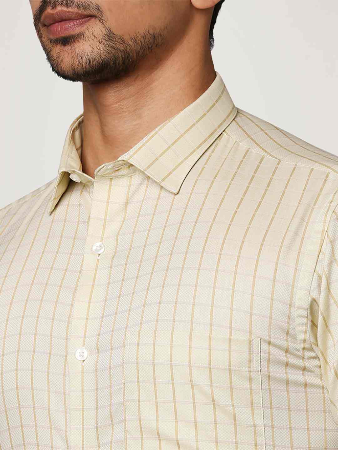 Men Green Slim Fit Checks Cotton Shirts