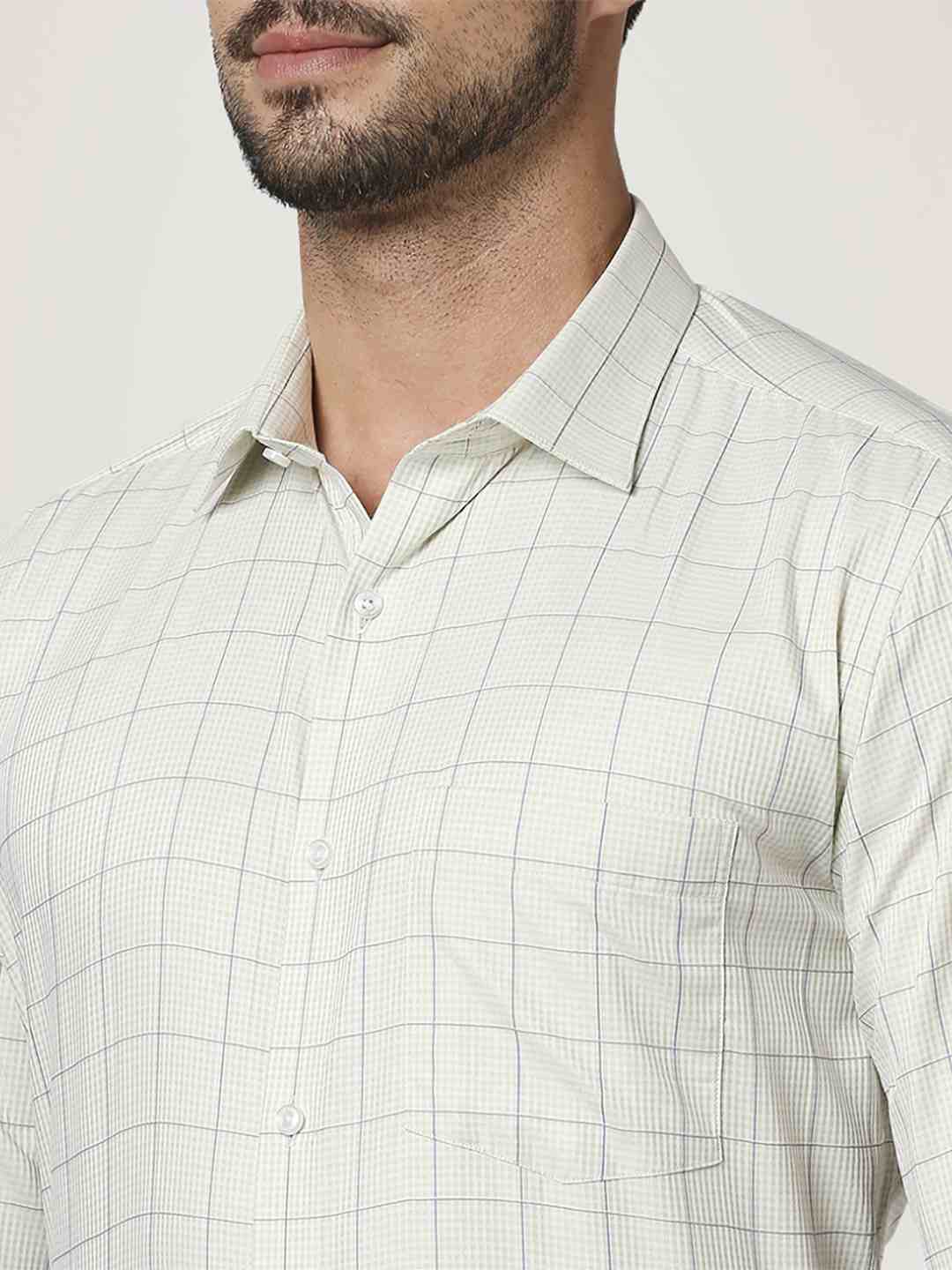 Men Green Slim Fit Checks Cotton Shirts