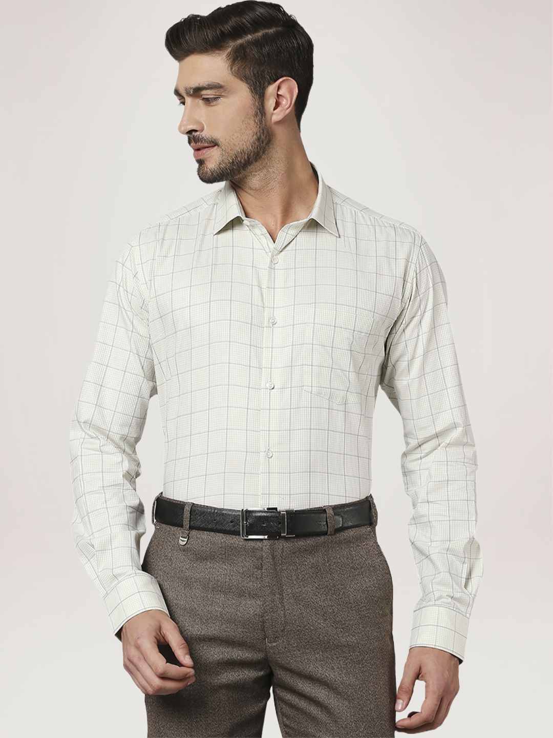 Men Green Slim Fit Checks Cotton Shirts - Image 6