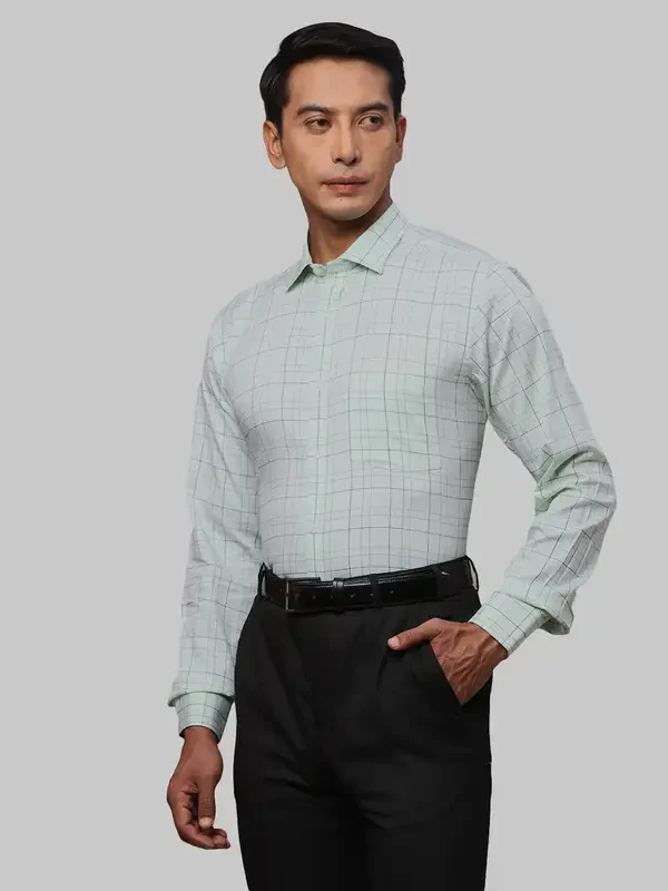 Men Green Slim Fit Checks Cotton Shirts - Image 3
