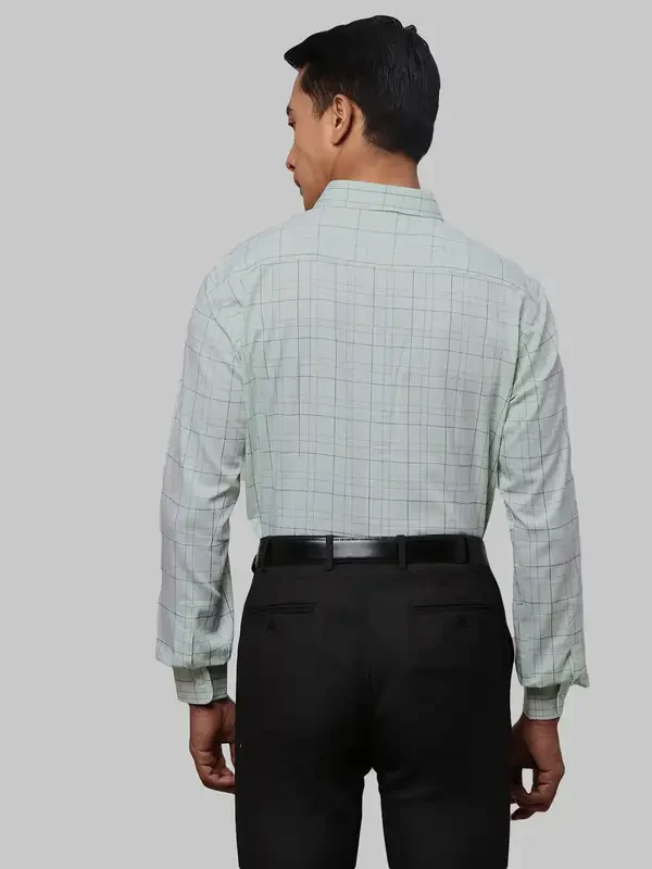 Men Green Slim Fit Checks Cotton Shirts - Image 4