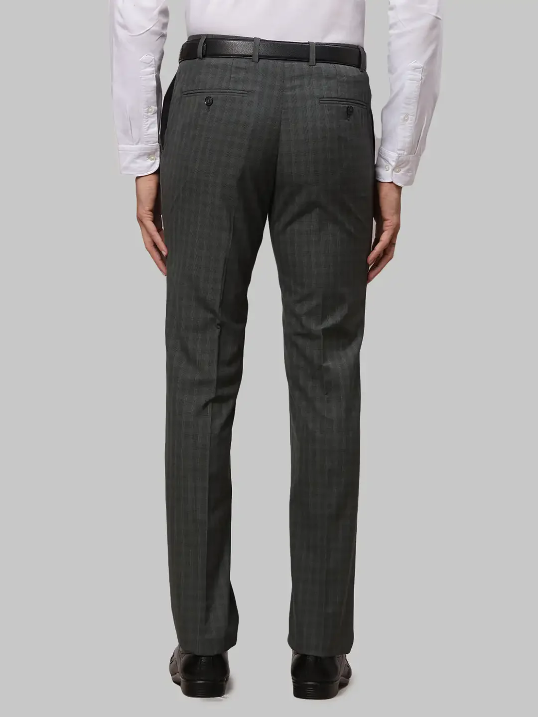 Men Green Slim Fit Checks Polyester Blend Trouser - Image 4
