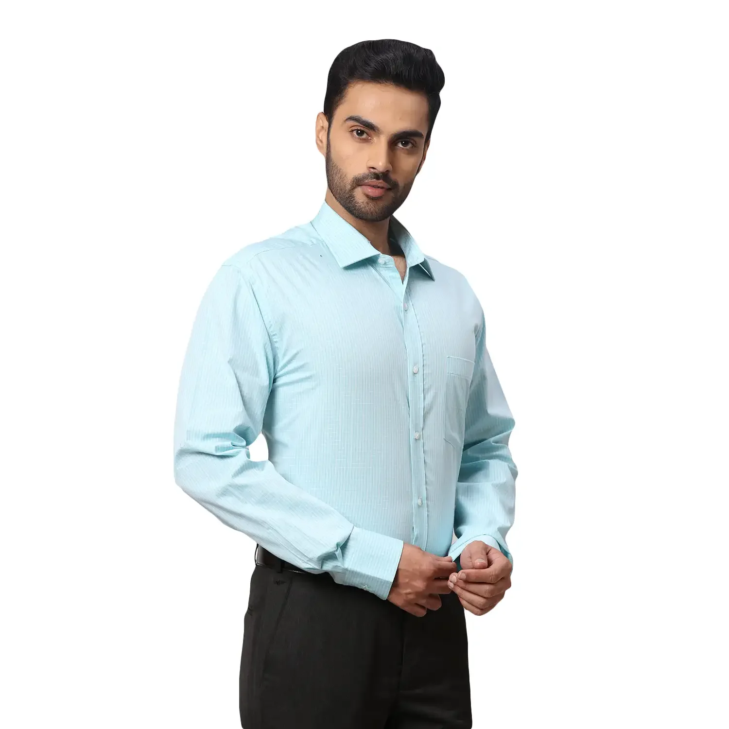 Men Green Slim Fit Cotton Shirts - Image 2