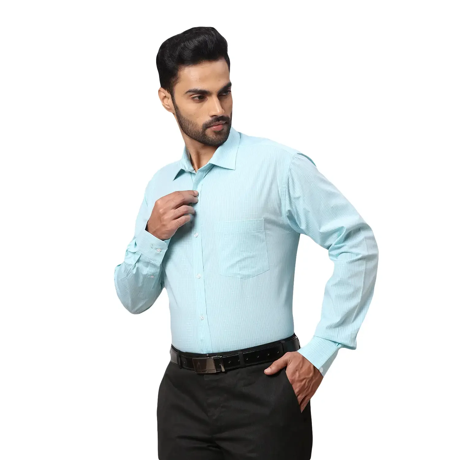 Men Green Slim Fit Cotton Shirts - Image 3