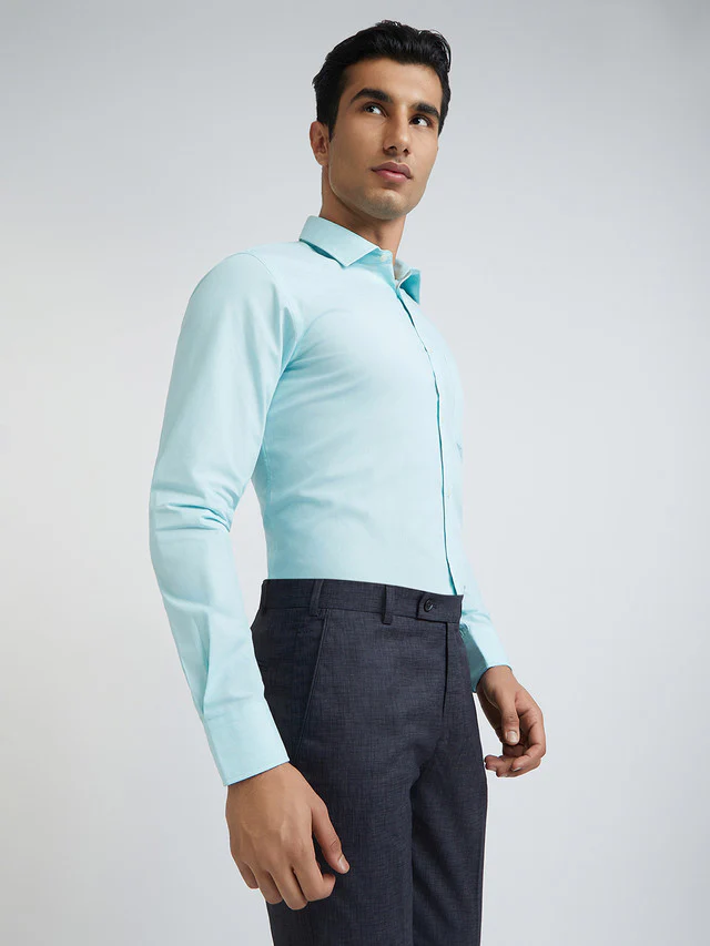 Men Green Slim Fit Fil-A-Fil Cotton Shirts - Image 2