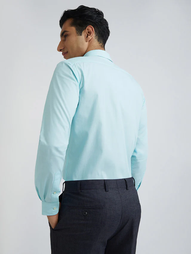 Men Green Slim Fit Fil-A-Fil Cotton Shirts - Image 5