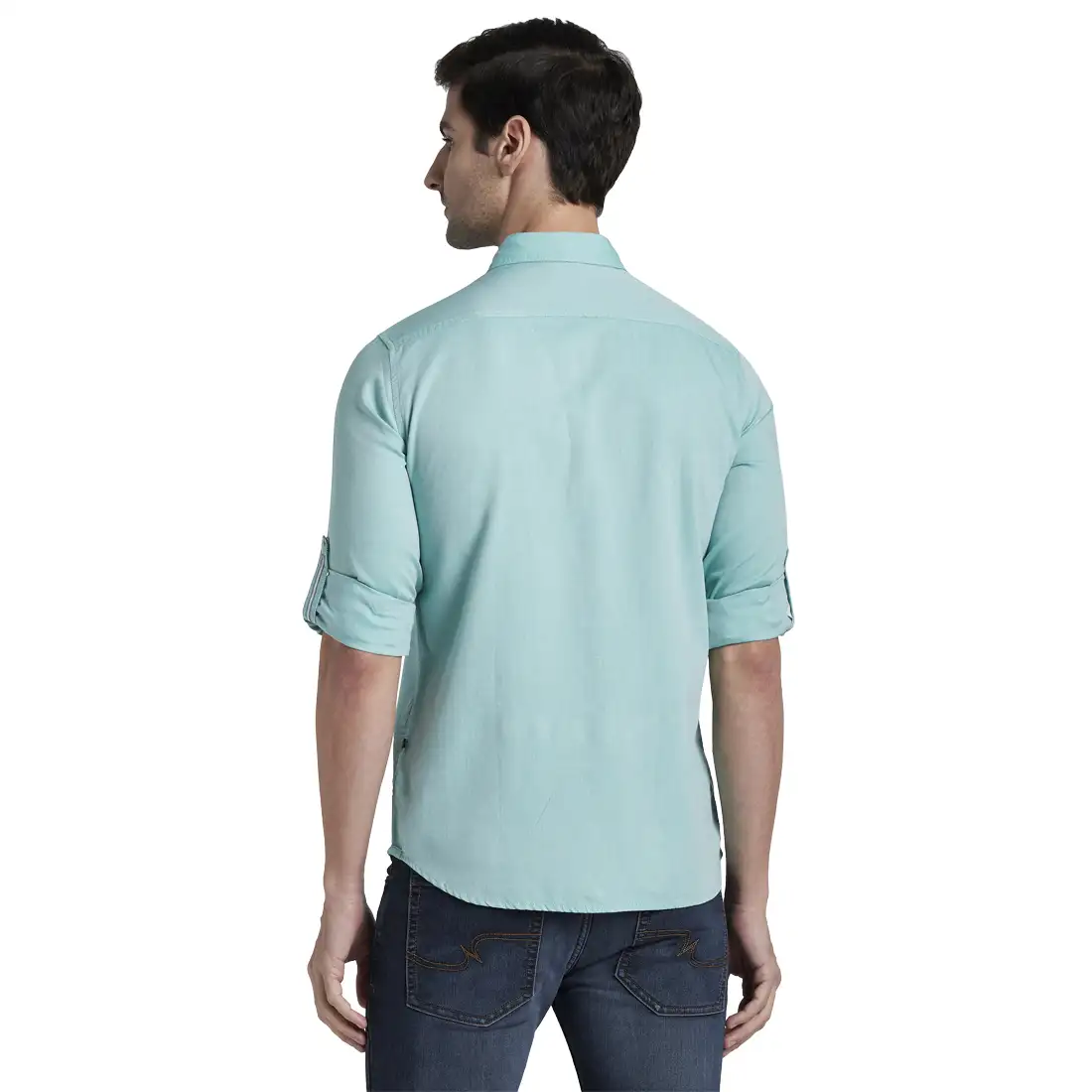 Men Green Slim Fit Oxford Cotton Full Sleeve Shirts - Image 4