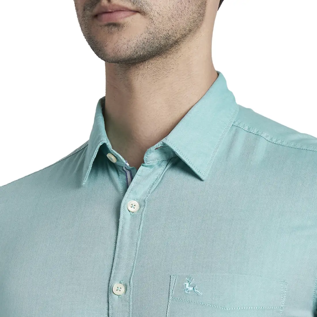 Men Green Slim Fit Oxford Cotton Full Sleeve Shirts - Image 6