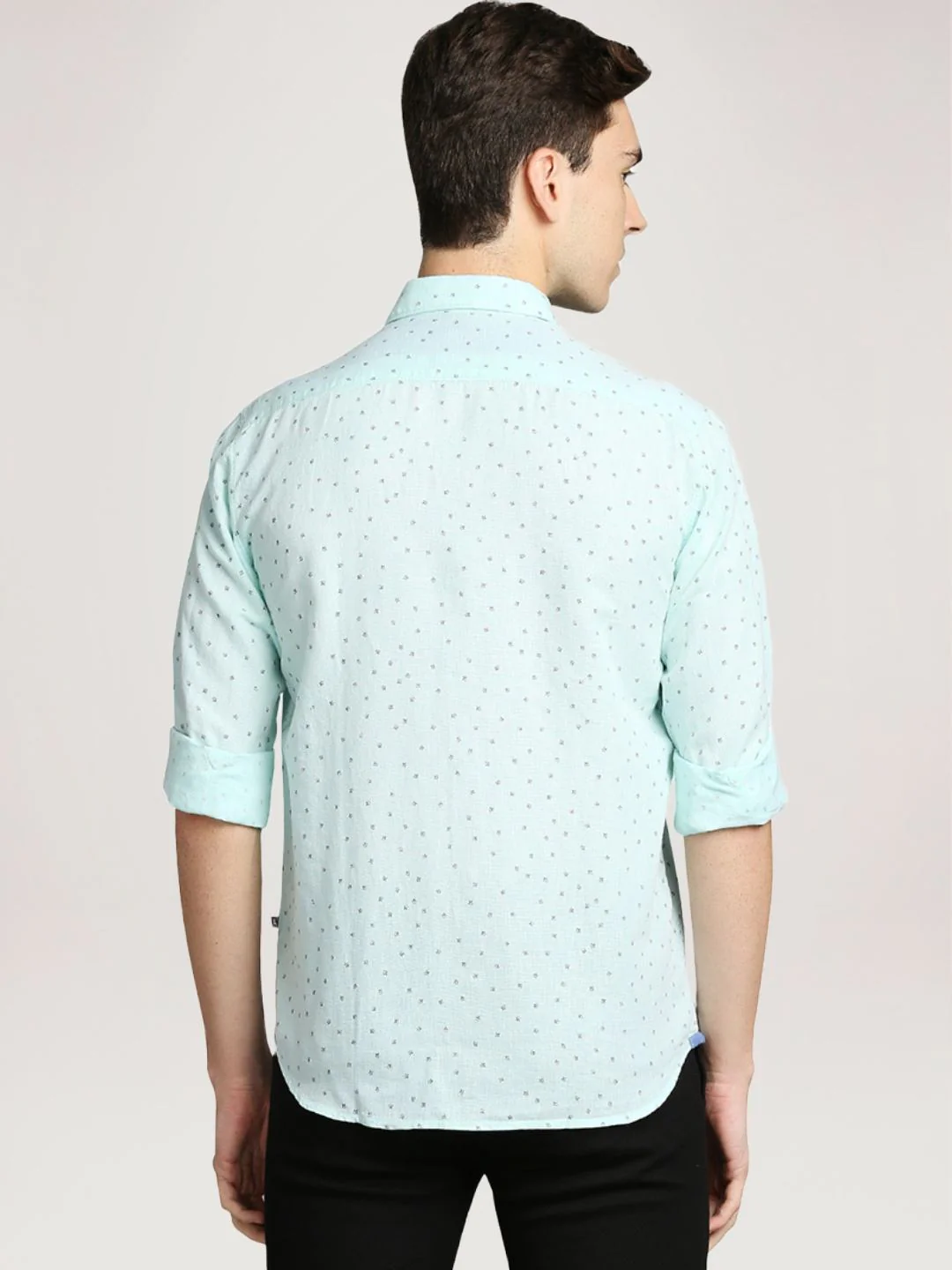 Men Green Slim Fit Print Cotton Blend Full Sleeve Shirts - Image 3