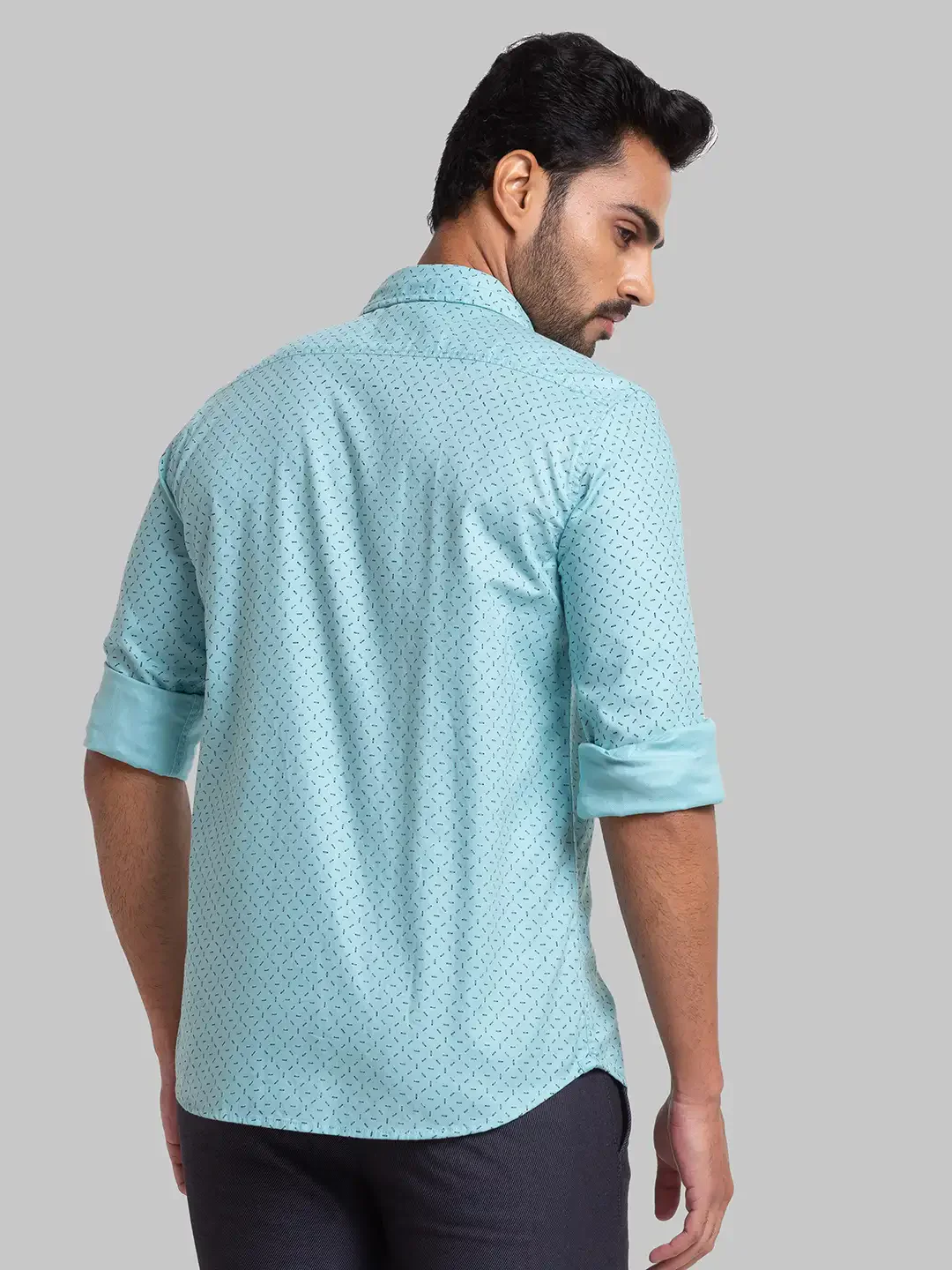 Parx Men Blue Printed Slim Fit Cotton Casual Shirt - Image 4
