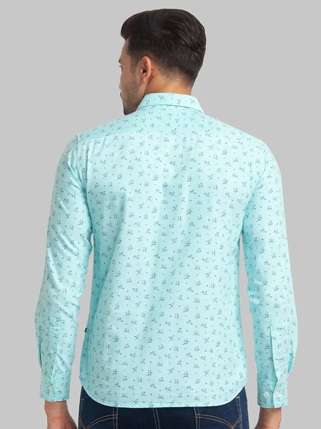 Men Green Slim Fit Print Cotton Full Sleeve Shirts - Image 4