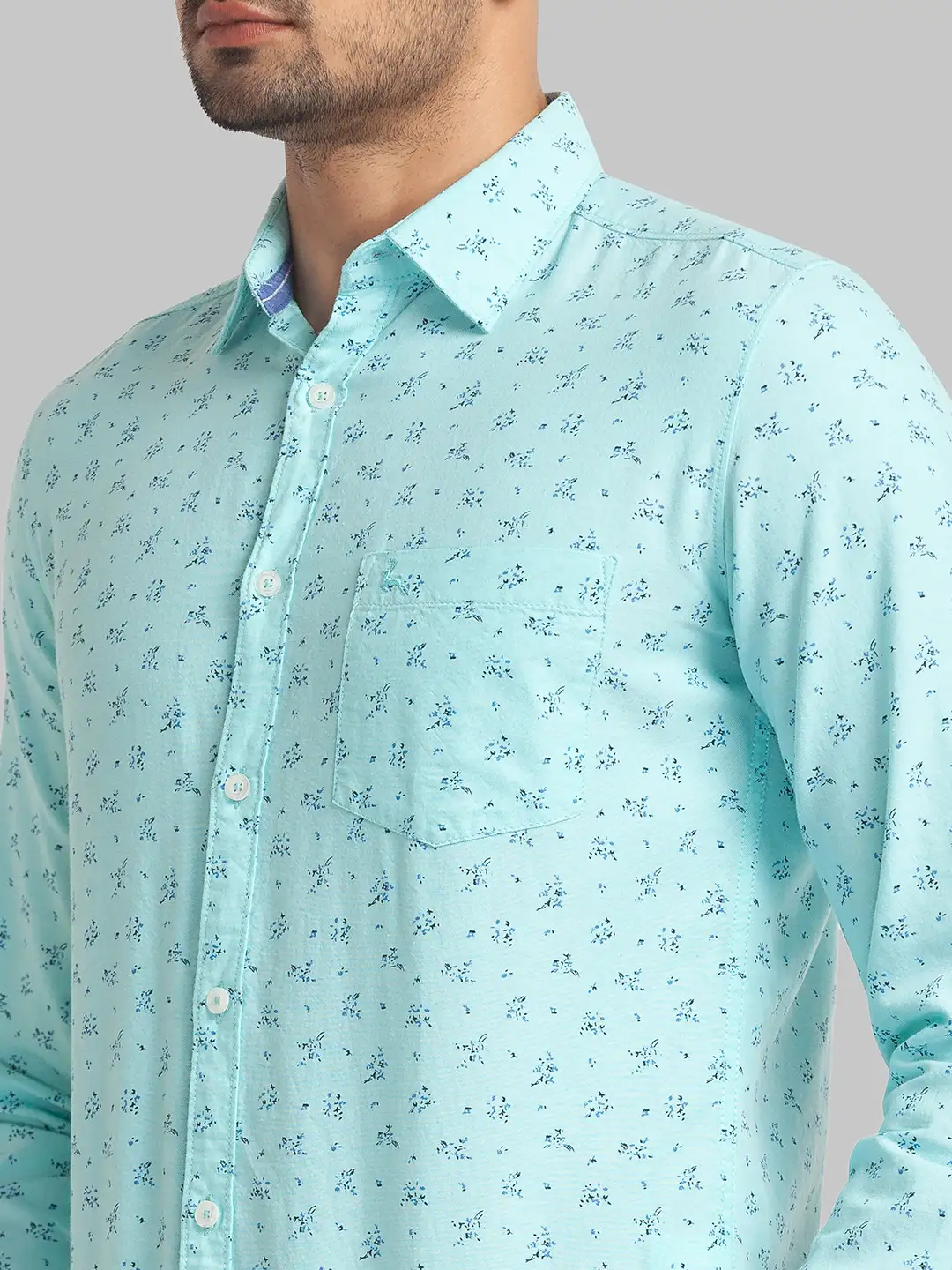 Men Green Slim Fit Print Cotton Full Sleeve Shirts - Image 6
