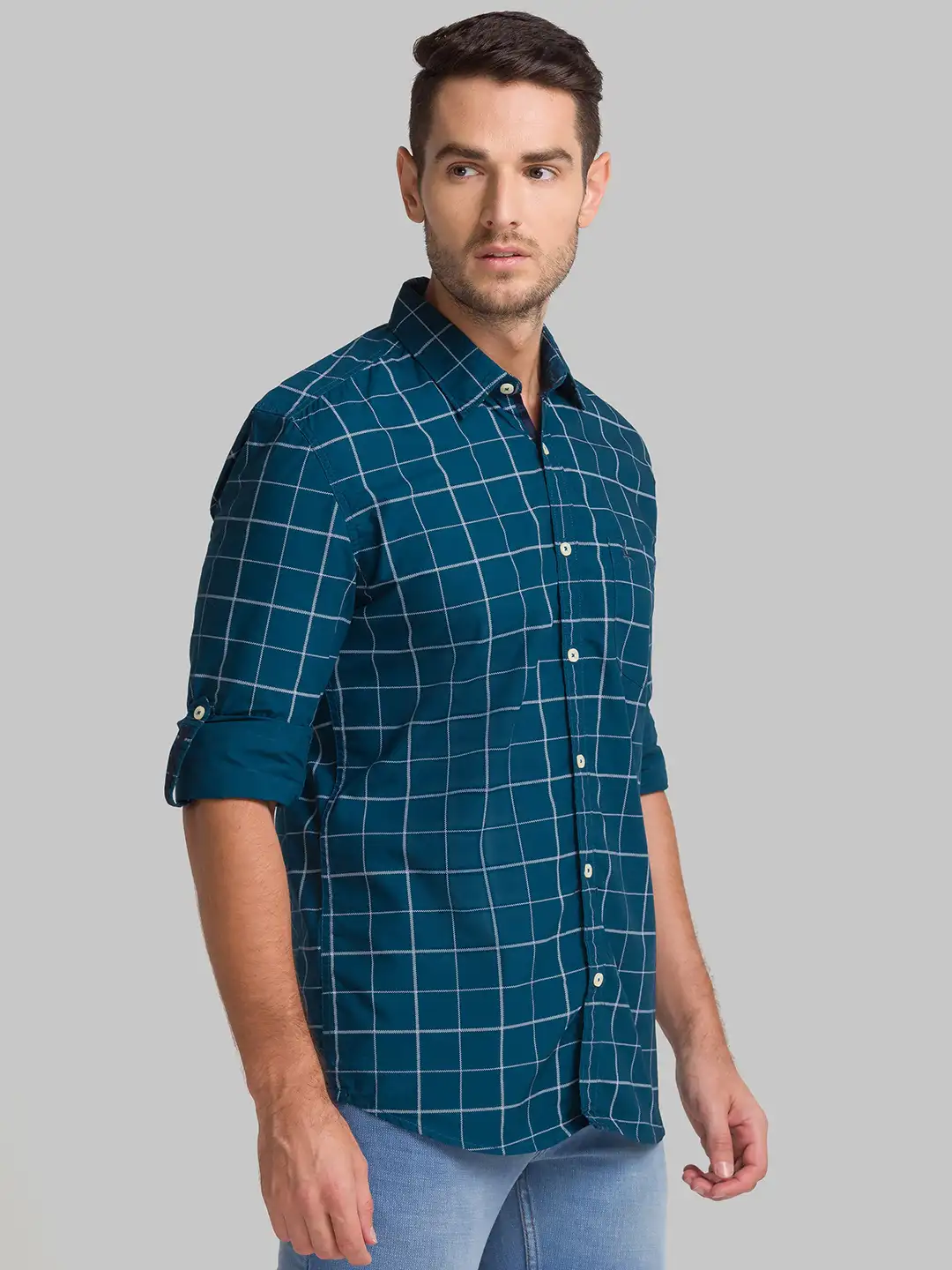 Men Green Slim Fit Print Cotton Full Sleeve Shirts - Image 2