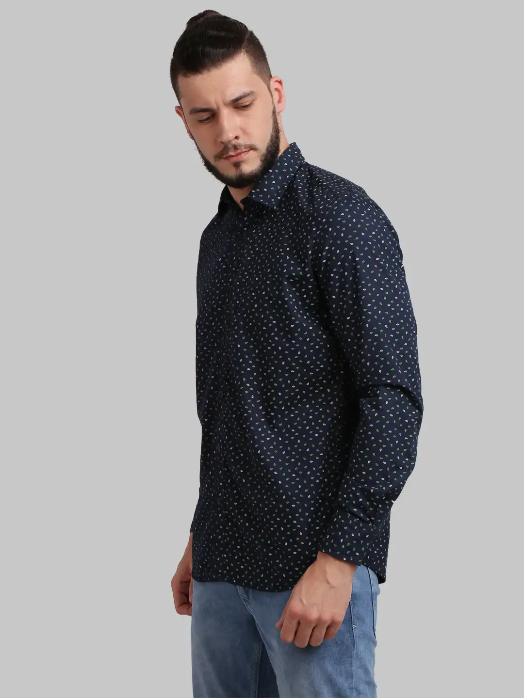 Men Green Slim Fit Print Cotton Full Sleeve Shirts - Image 8
