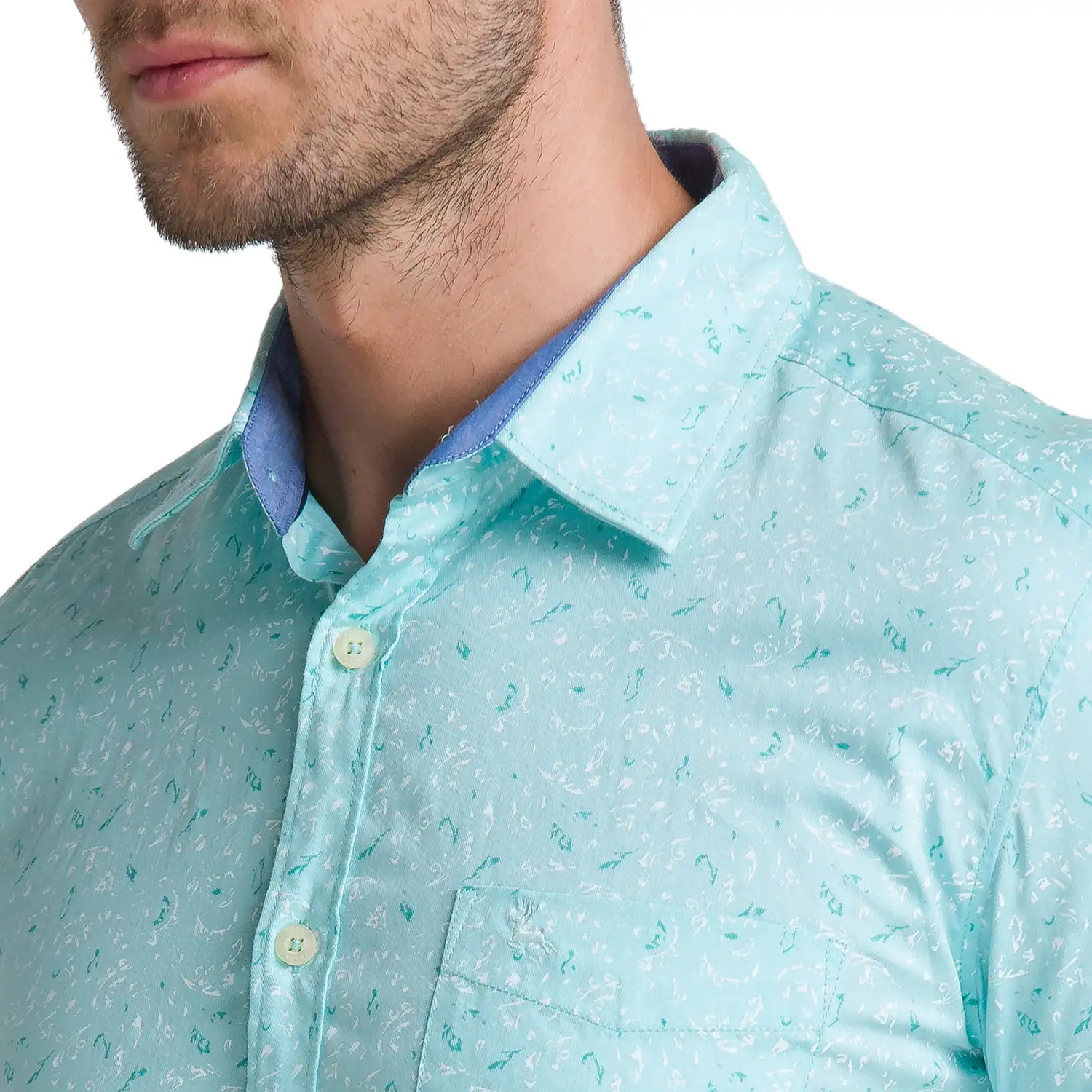 Men Green Slim Fit Print Cotton Half Sleeve Shirts - Image 6