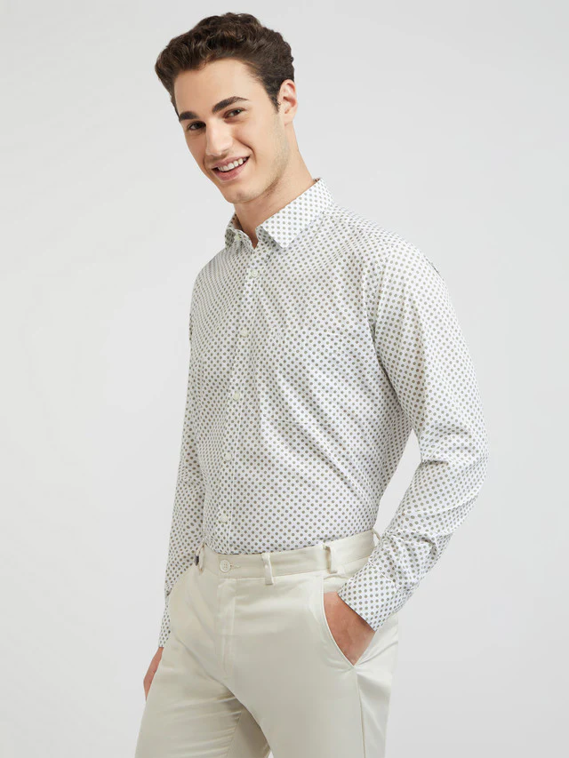 Raymond Men Grey Printed Slim Fit Cotton Casual Shirt - Image 3
