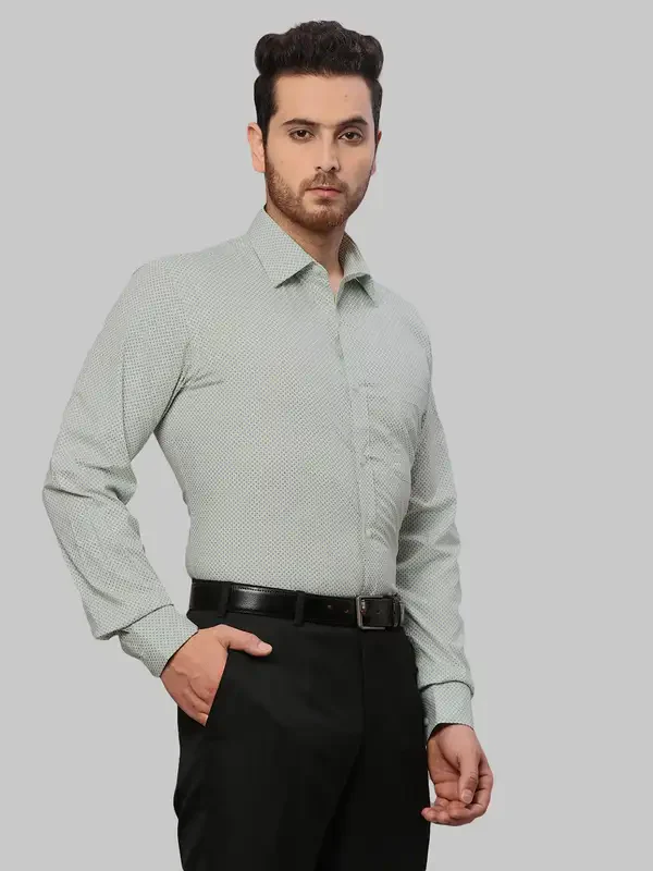 Men Green Slim Fit Print Cotton Shirts - Image 2