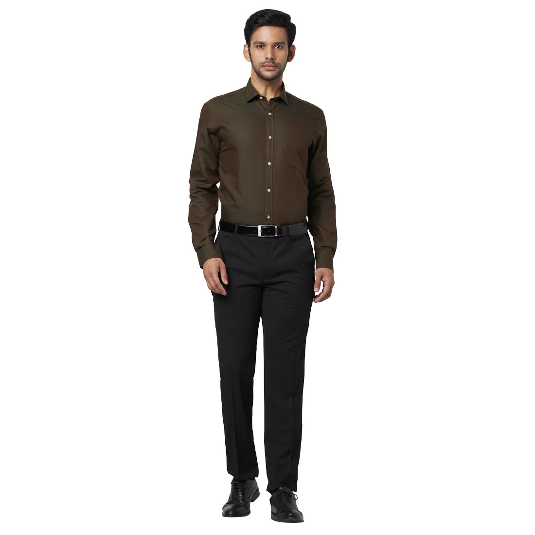 Men Green Slim Fit Solid Cotton Blend Shirts - Image 5