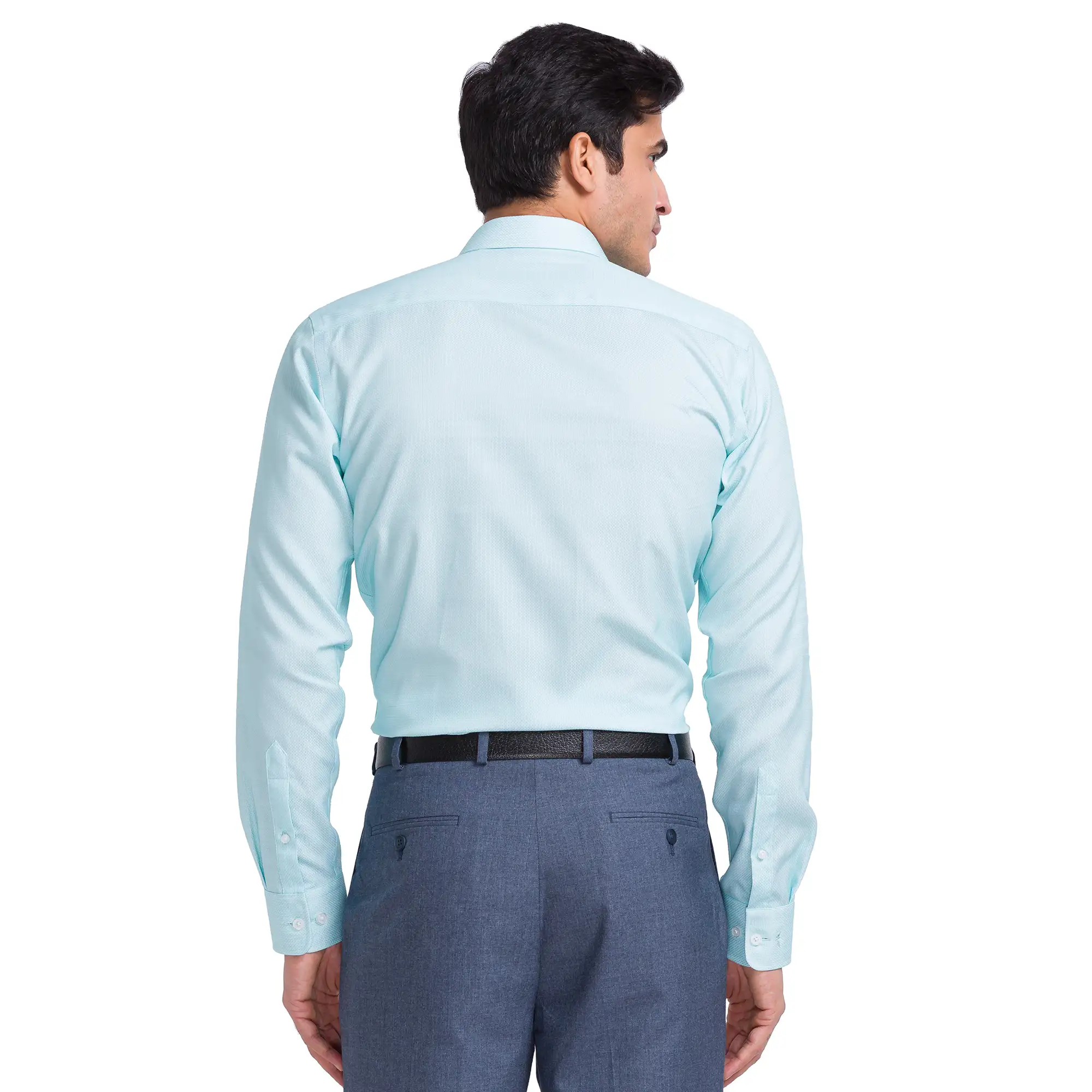 Men Green Slim Fit Solid Cotton Cut Away Collar Shirts - Image 4