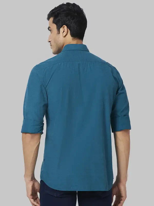 Men Green Slim Fit Solid Cotton Full Sleeve Shirts - Image 4