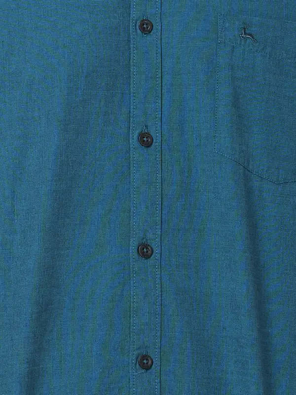 Men Green Slim Fit Solid Cotton Full Sleeve Shirts - Image 7