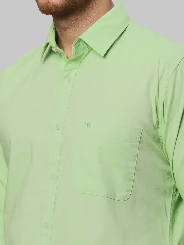 Men Green Slim Fit Solid Cotton Shirts - Image 6