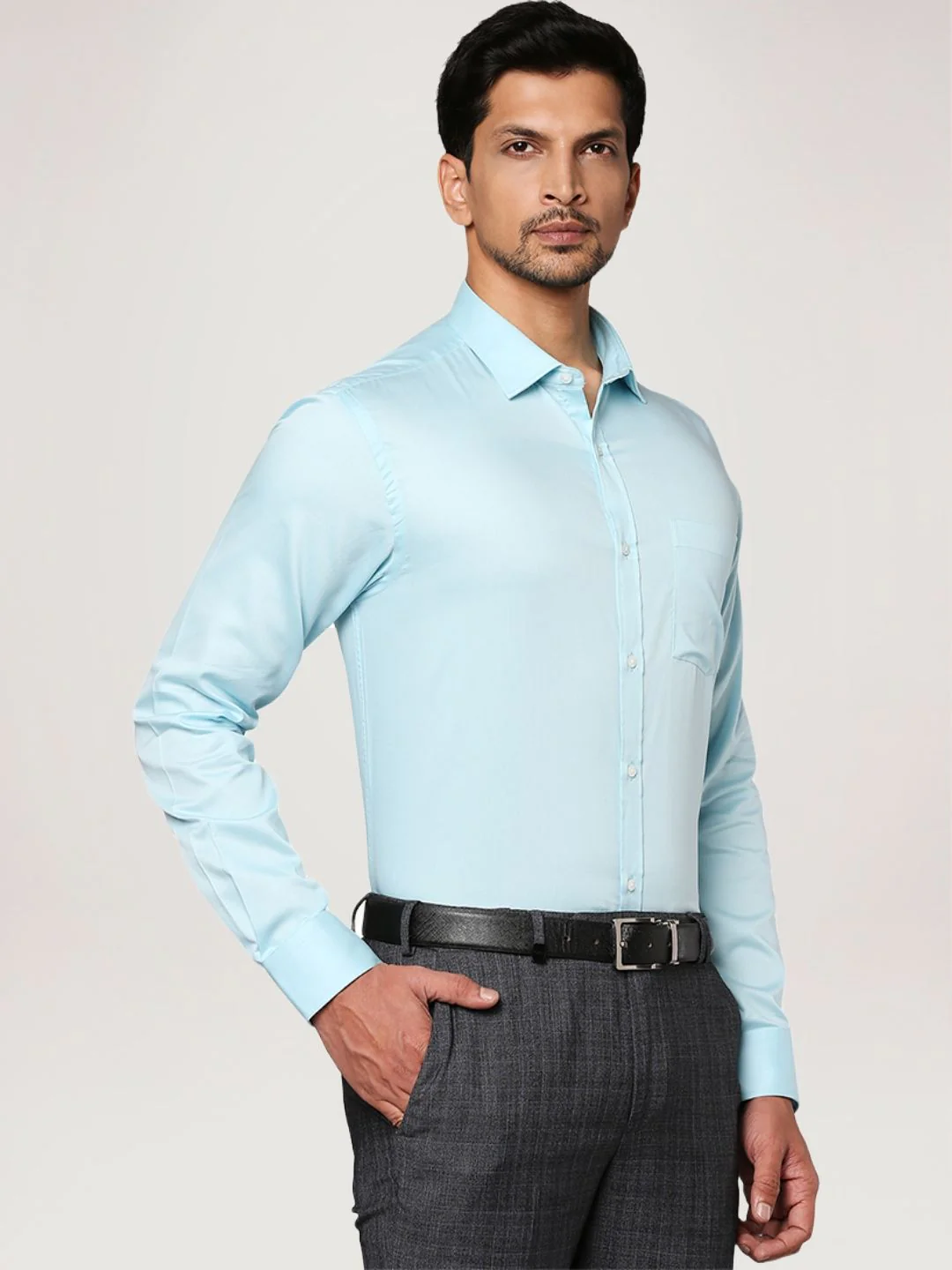 Men Green Slim Fit Solid Cotton Shirts - Image 4
