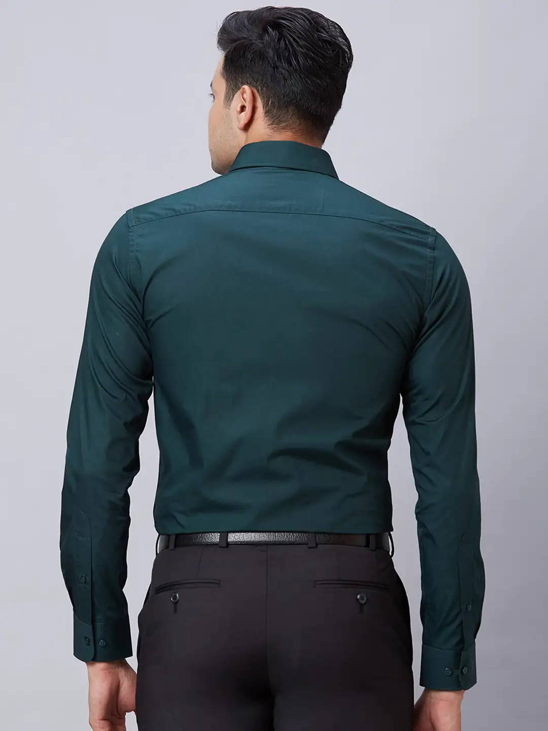 Raymond Men Green Slim Fit Solid Cotton Formal Shirt - Image 4