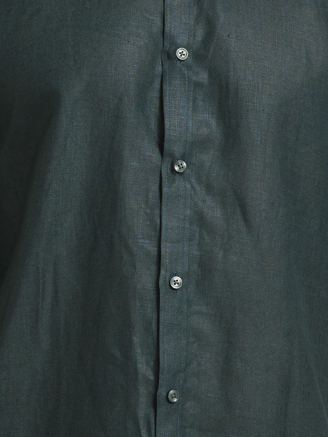 Men Green Slim Fit Solid Linen Shirts - Image 7