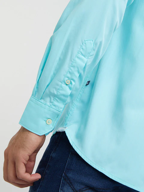 Parx Men Blue Solid Slim Fit Bamboo Blend Casual Shirt - Image 7