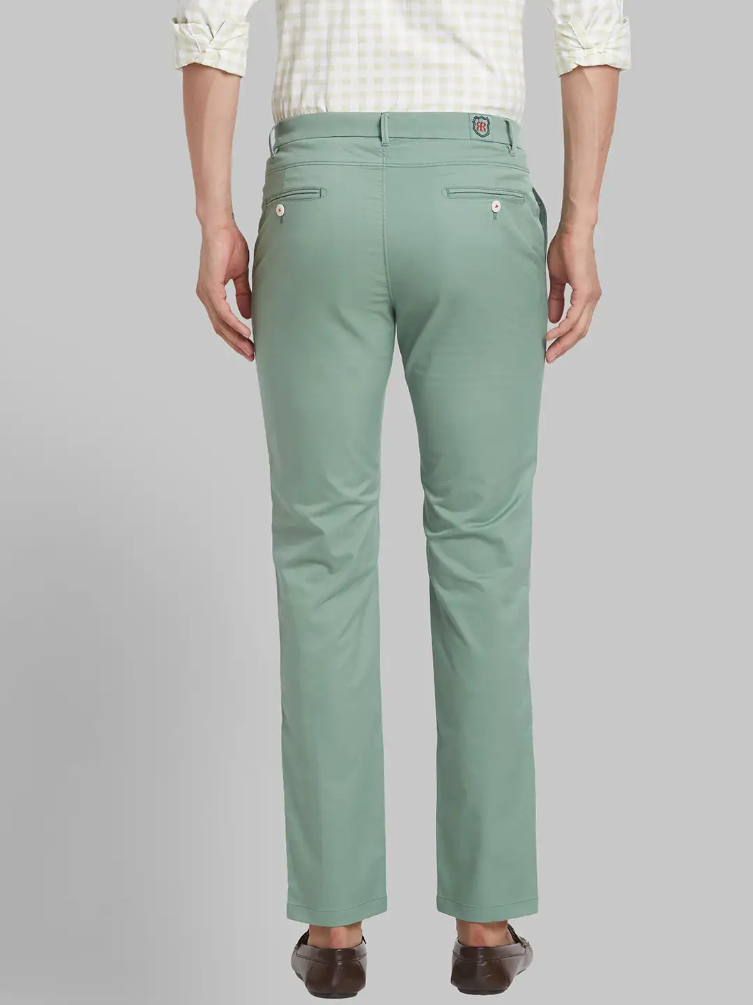 Men Green Slim Fit Solid Polyester Blend Trouser - Image 4