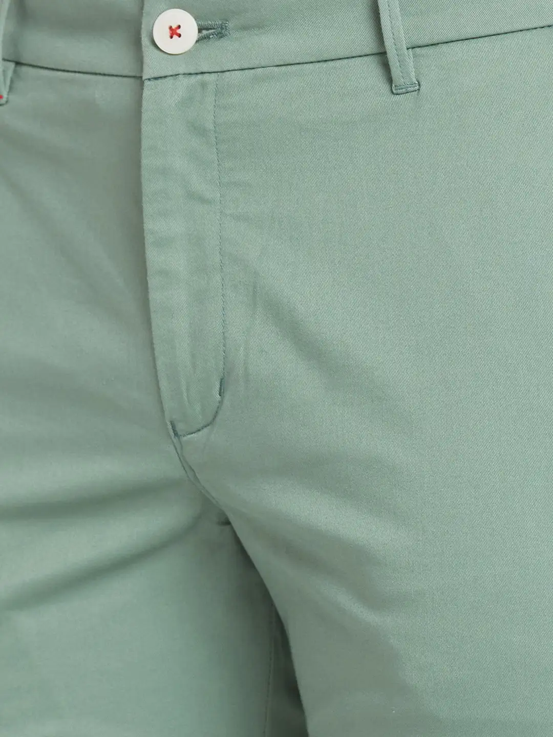 Men Green Slim Fit Solid Polyester Blend Trouser - Image 6
