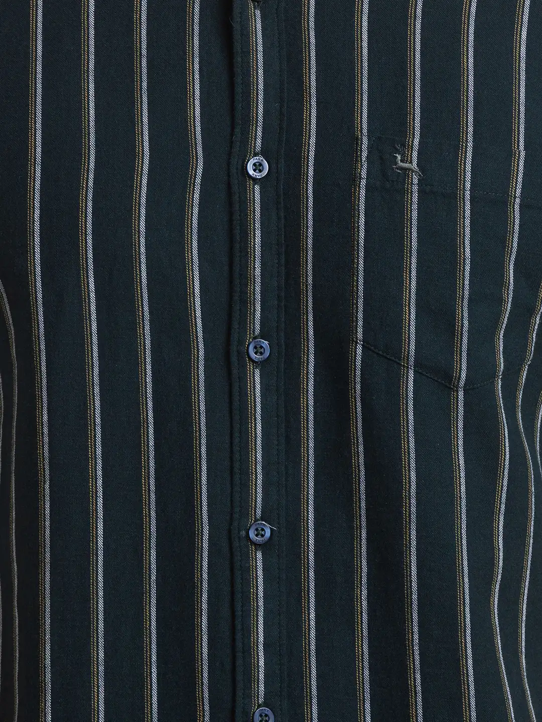 Men Green Slim Fit Stripe Cotton Half Sleeve Shirts - Image 7