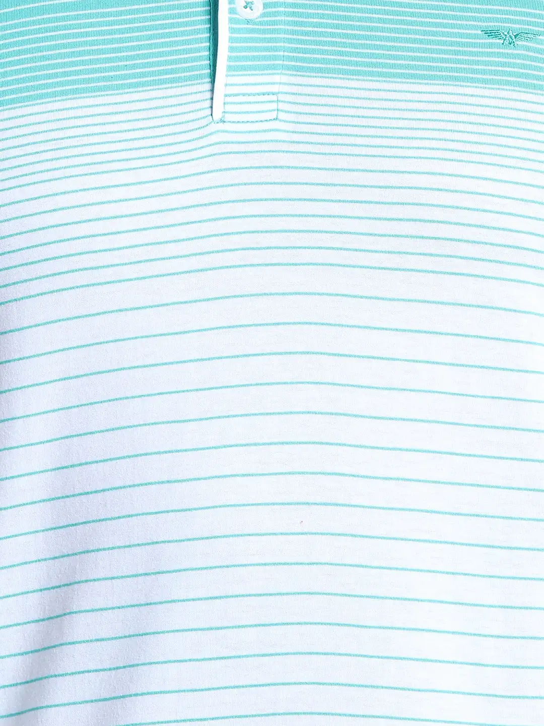 Men Green Slim Fit Stripe Cotton Round Neck Collar Polo T-Shirt - Image 7